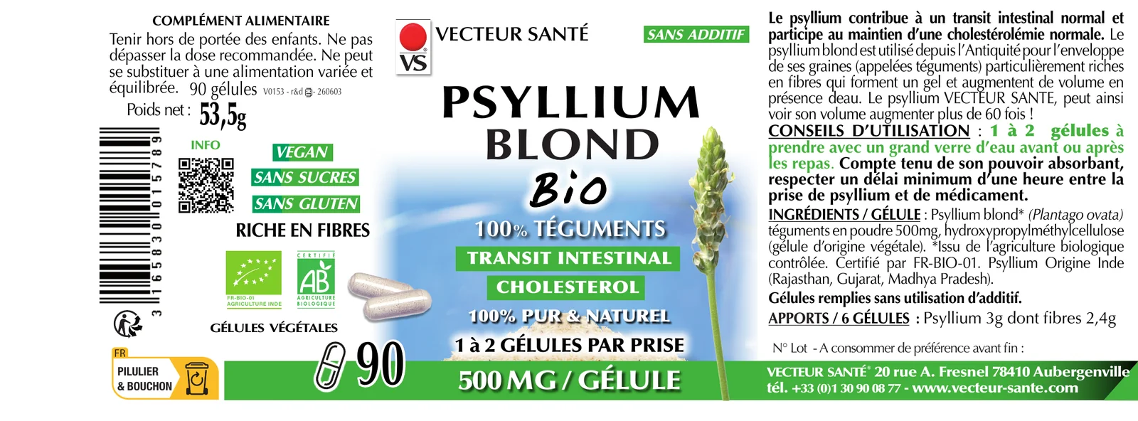 Étiquette de Psyllium blond bio