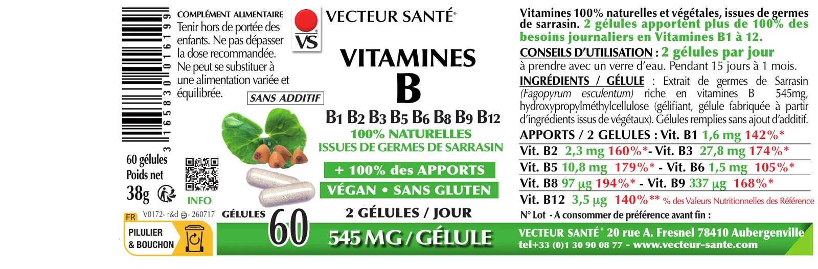 Étiquette de Vitamines B naturelles