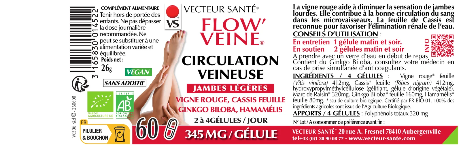 Étiquette de Flow'Veine gélules