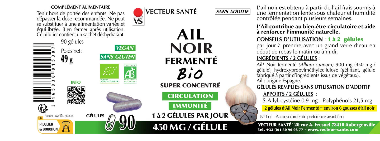 Étiquette de Ail noir bio