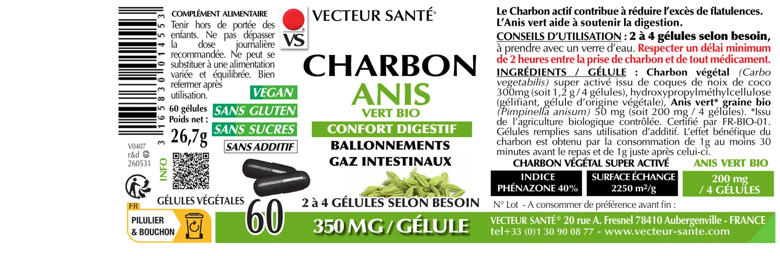 Étiquette de Charbon végétal & Anis