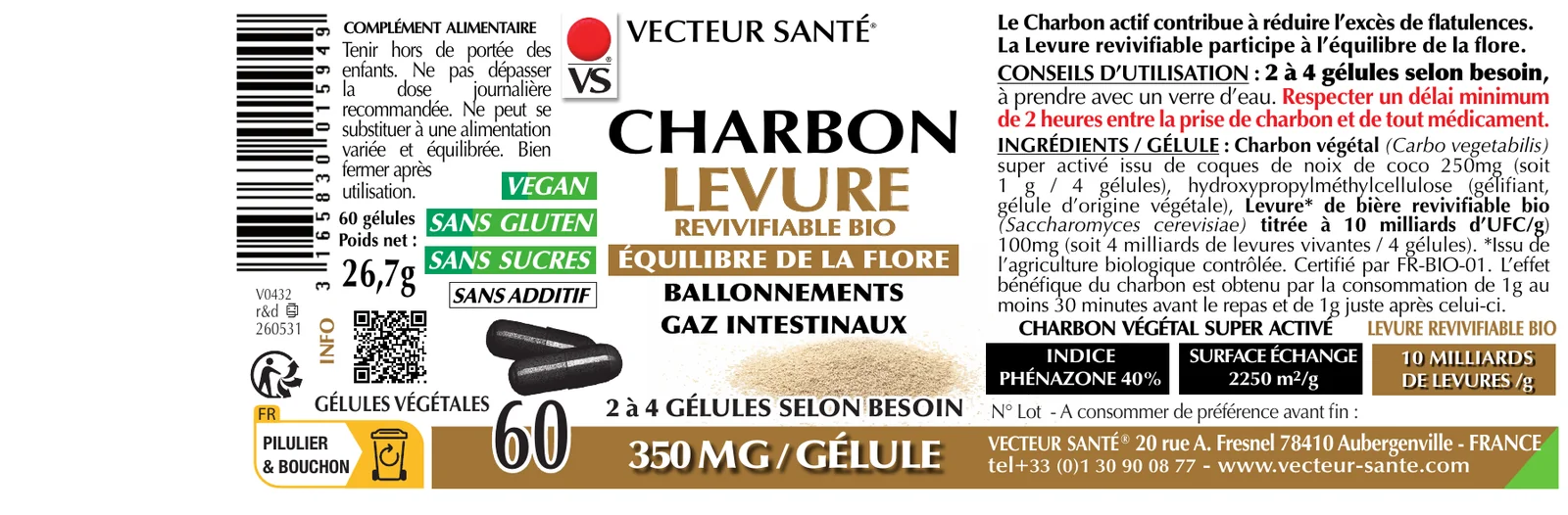 Étiquette de Charbon végétal & Levure