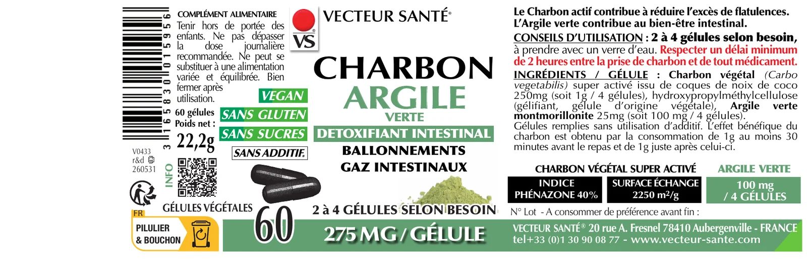 Étiquette de Charbon végétal & Argile