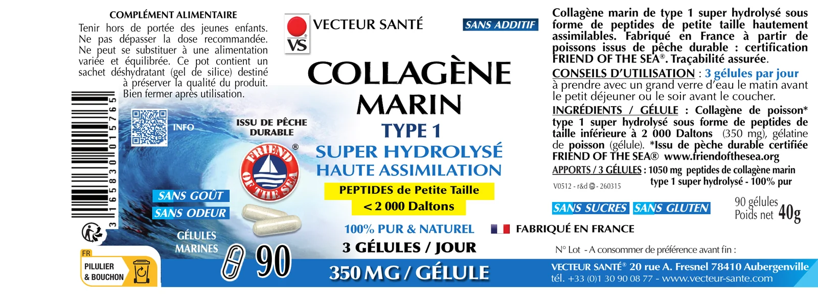 Étiquette de Collagène marin