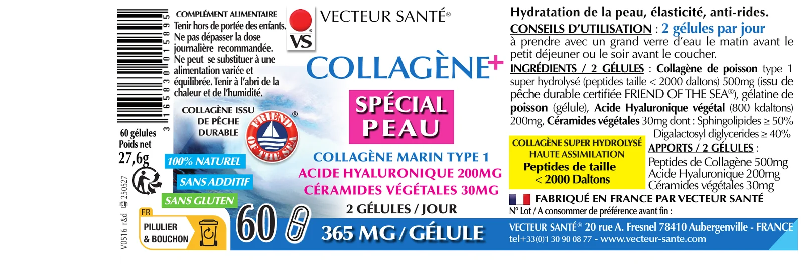Étiquette de Collagène spécial peau