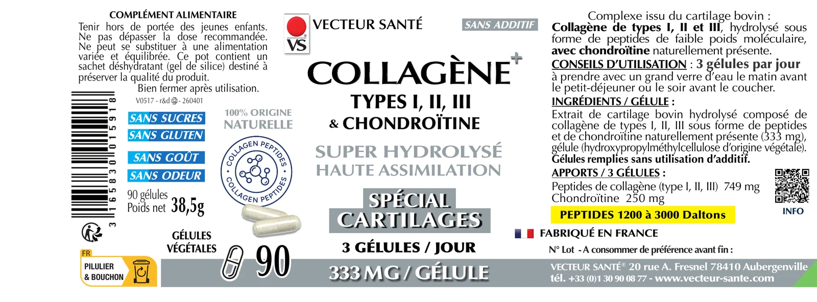 Étiquette de Collagène+ spécial cartilages
