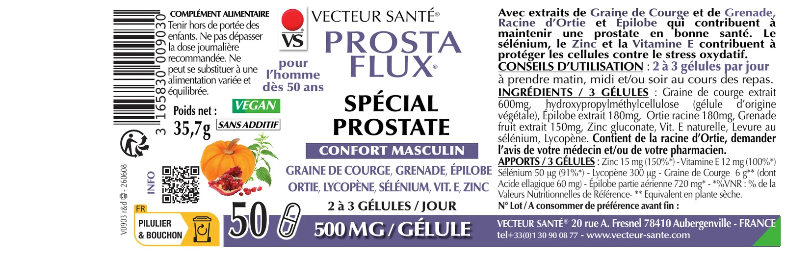 Étiquette de Prosta'Flux spécial prostate