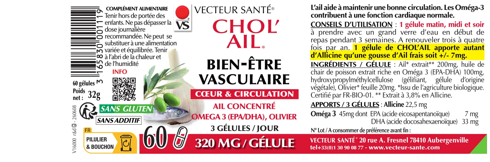 Étiquette de Chol'Ail cœur & circulation